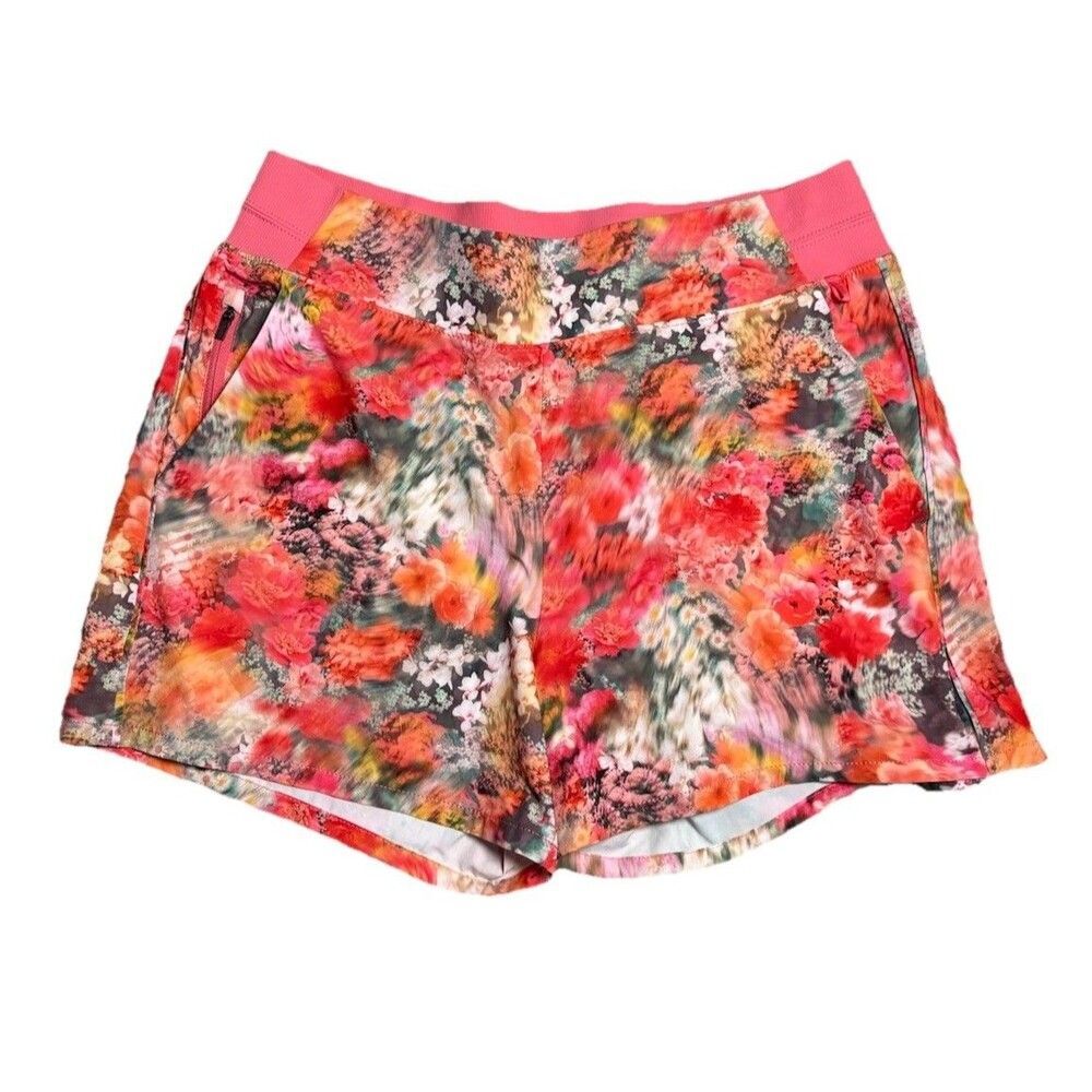 Athleta Brooklyn Shorts 12 Pink Orange 4 Inch Inseam Run the World Activewear